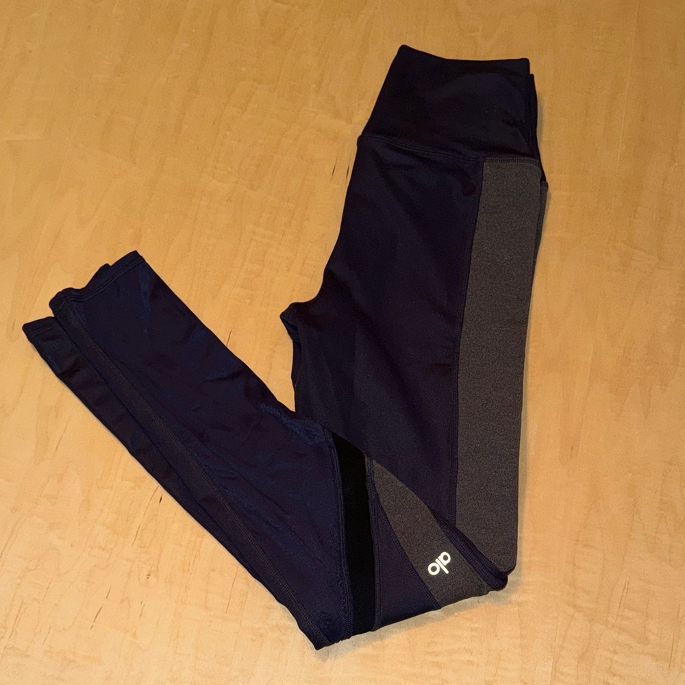 Alo Yoga Dark Blue and Charcoal Leggings